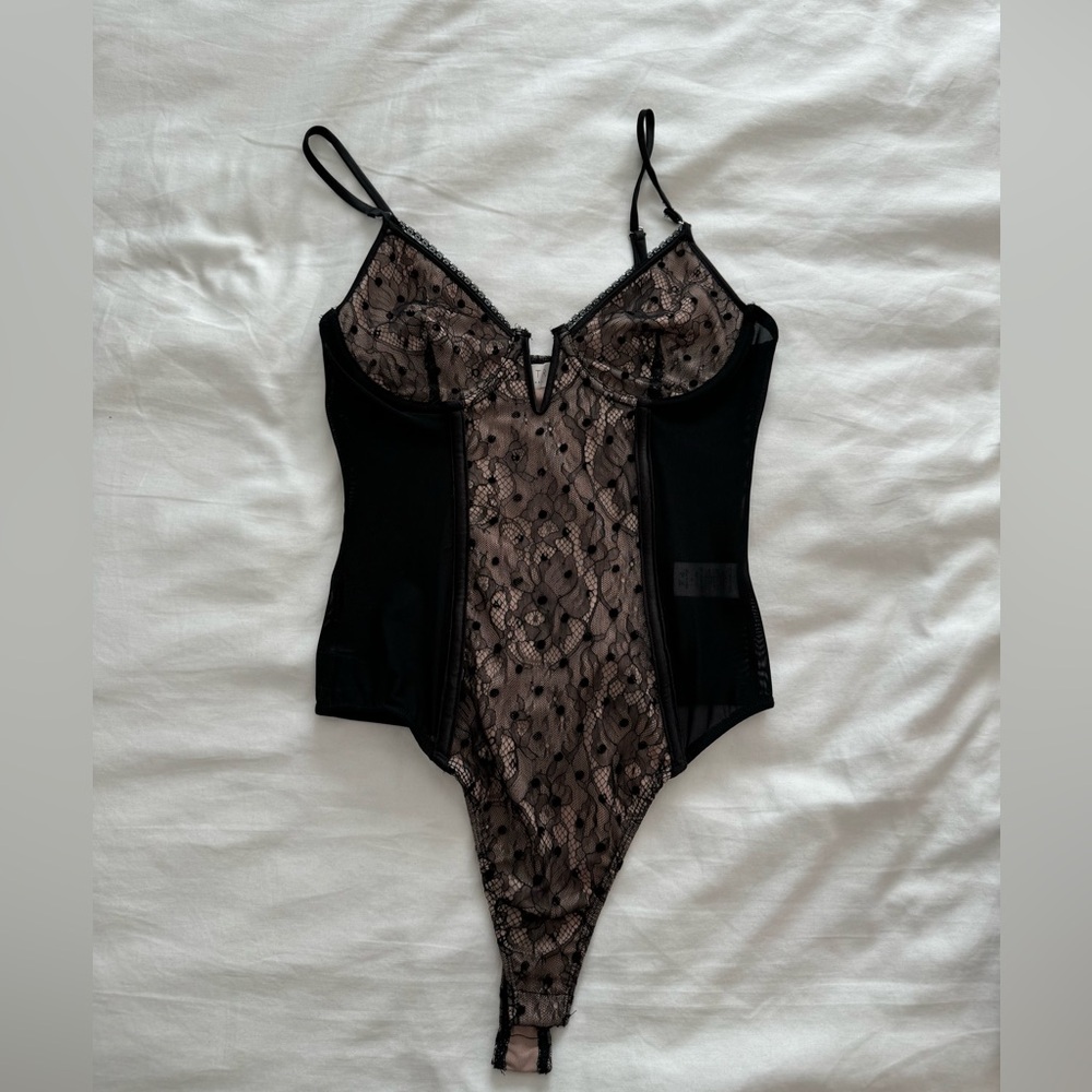 ASTR The Label Black Lace Bodysuit